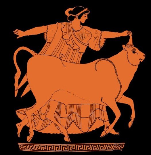 Европа и бык. Фрагмент росписи древнегреческой вазы