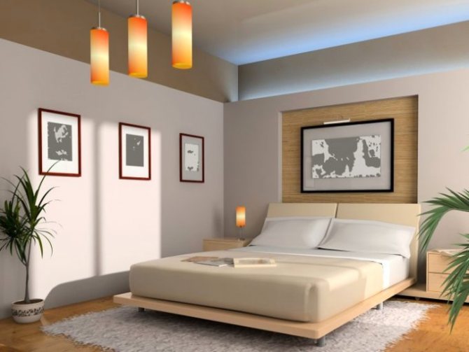 room in soothing colors in Feng Shui style