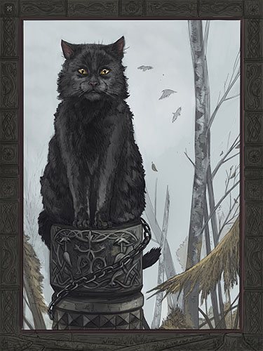 Кот ученый, кот Баюн, рисунок, иллюстрация