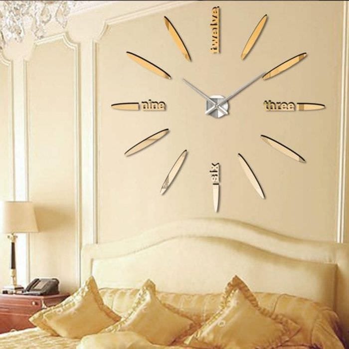 metal clock in the living room in eco style