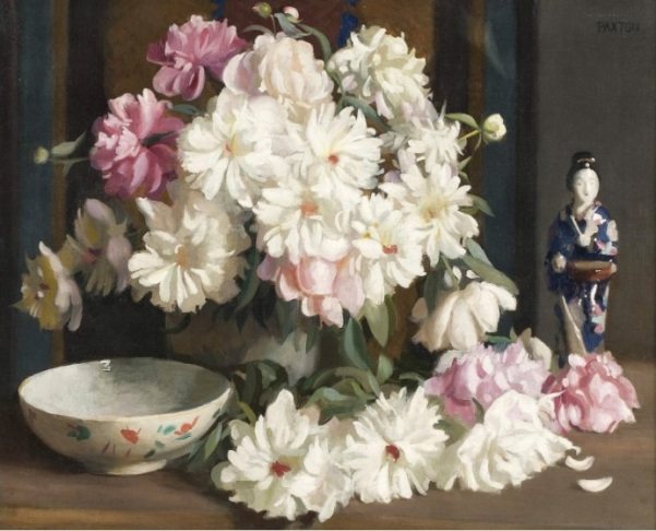 Still life with peonies. William Paxton (1869-1941), American artist and educator. 