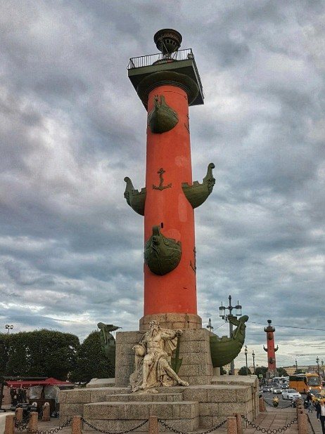 Rostral column on the spit of Vasilyevsky Island in St. Petersburg