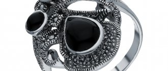 Серебряное кольцо с марказитами и ониксом