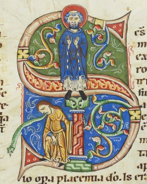 Simeon the Stylite on a medieval book miniature