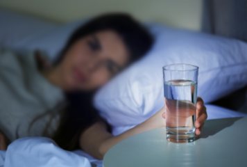 glass of water in the bedroom