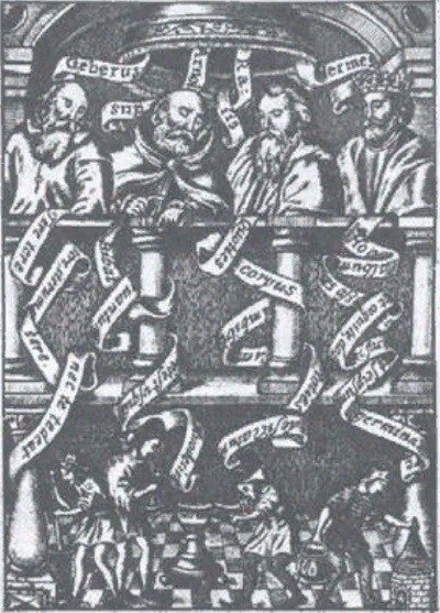 Pillars of Alchemy. Illustration from N. Thomas’s treatise “Ordinal of Alchemy”, 17th century. 